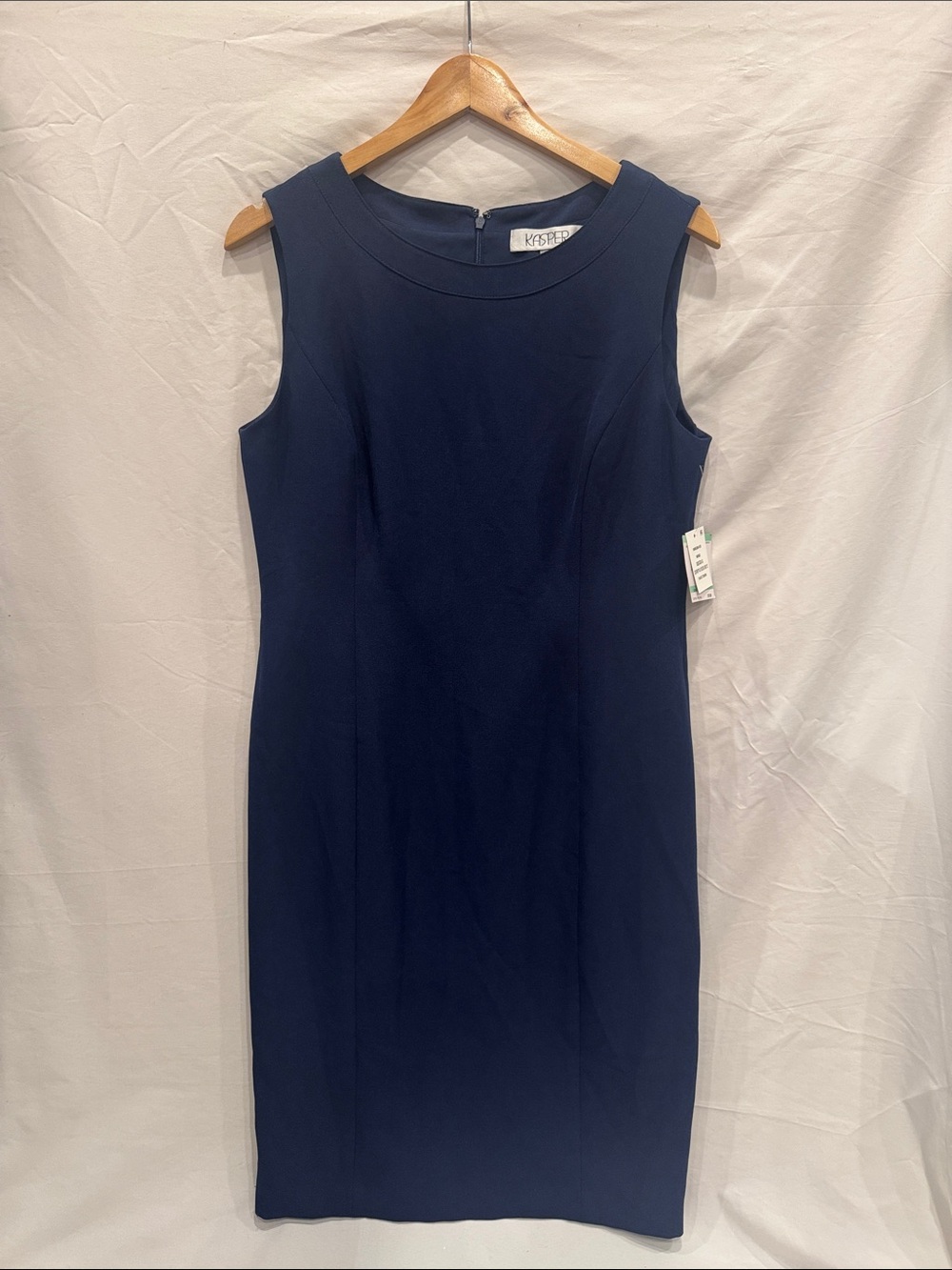 Kasper Navy Sleeveless Midi Sheath Dress